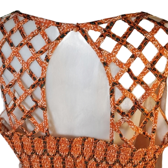LOVE REIGN Orange Geometric Dress Cute Back Size XL - Picture 7 of 8